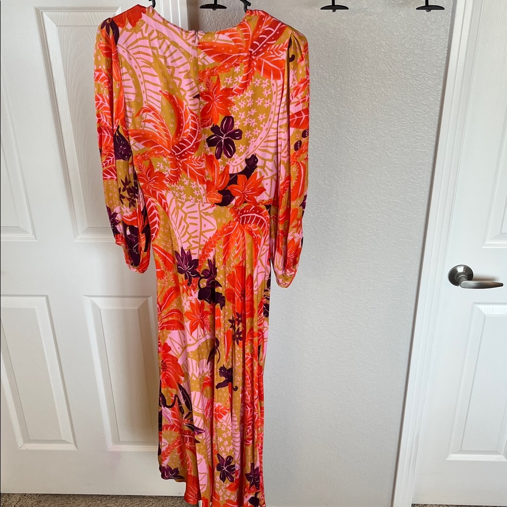 NWT Farm Rio Dress Jungle Panther Balloon Sleeve Cutout Midi Dress Size Small - Picture 8 of 10